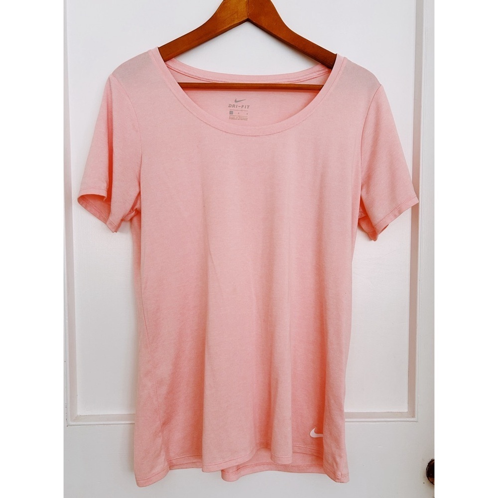 Women’s Light Pink Nike Dri Fit Scoop Neck Athletic Shirt Size Lg